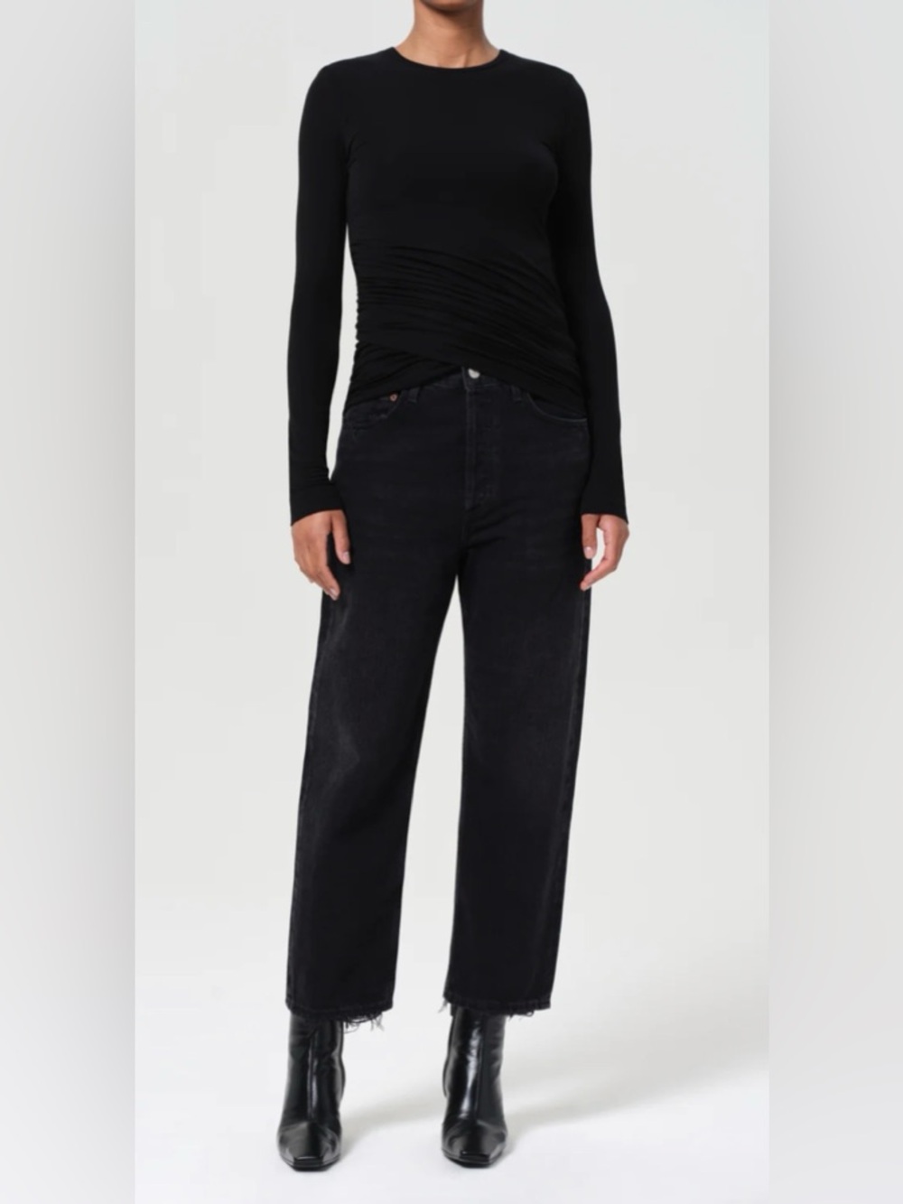 Agolde 90s Crop Midrise Straight | Washed Black